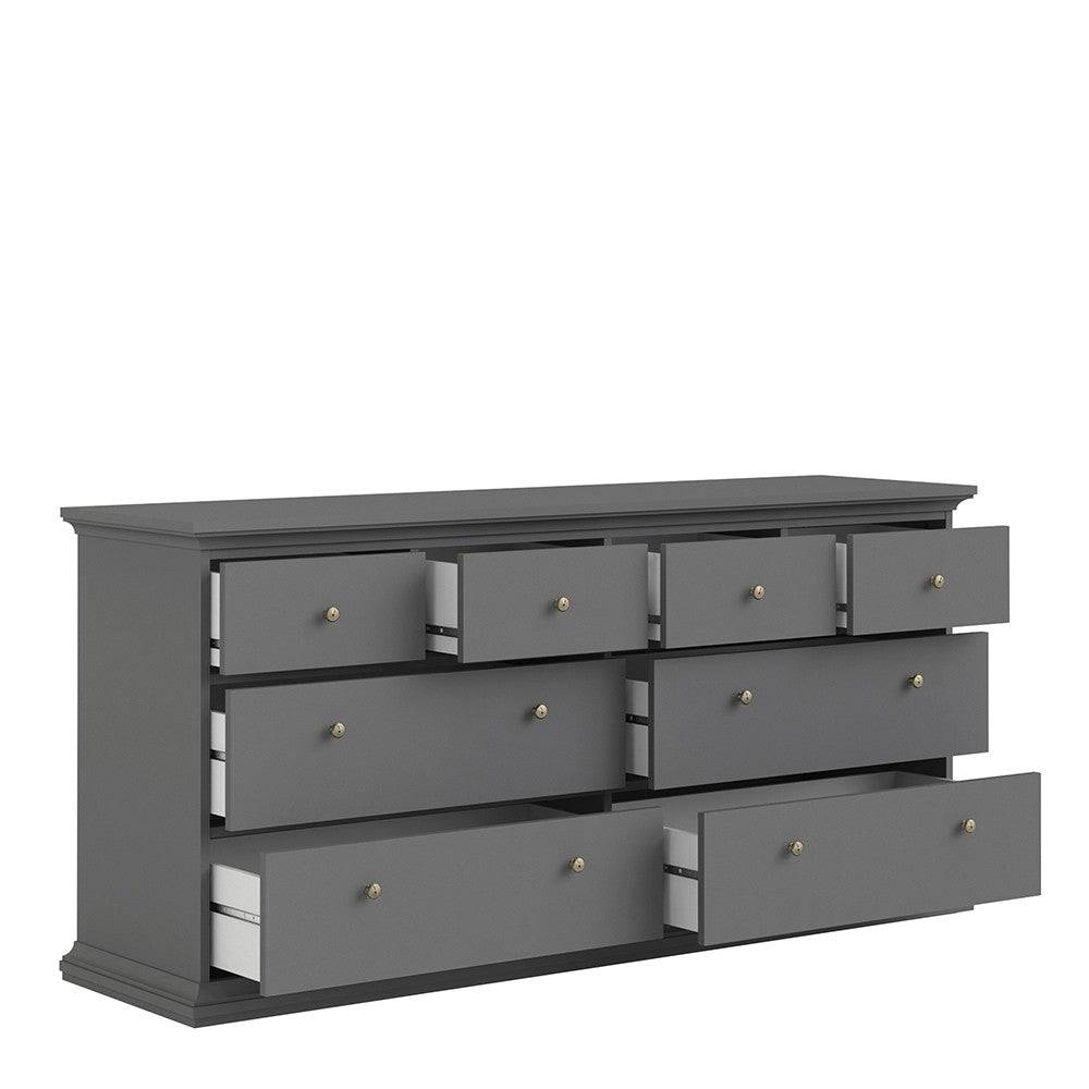 Paris 8 Drawer Chest of Drawers In Matt Grey - Price Crash Furniture