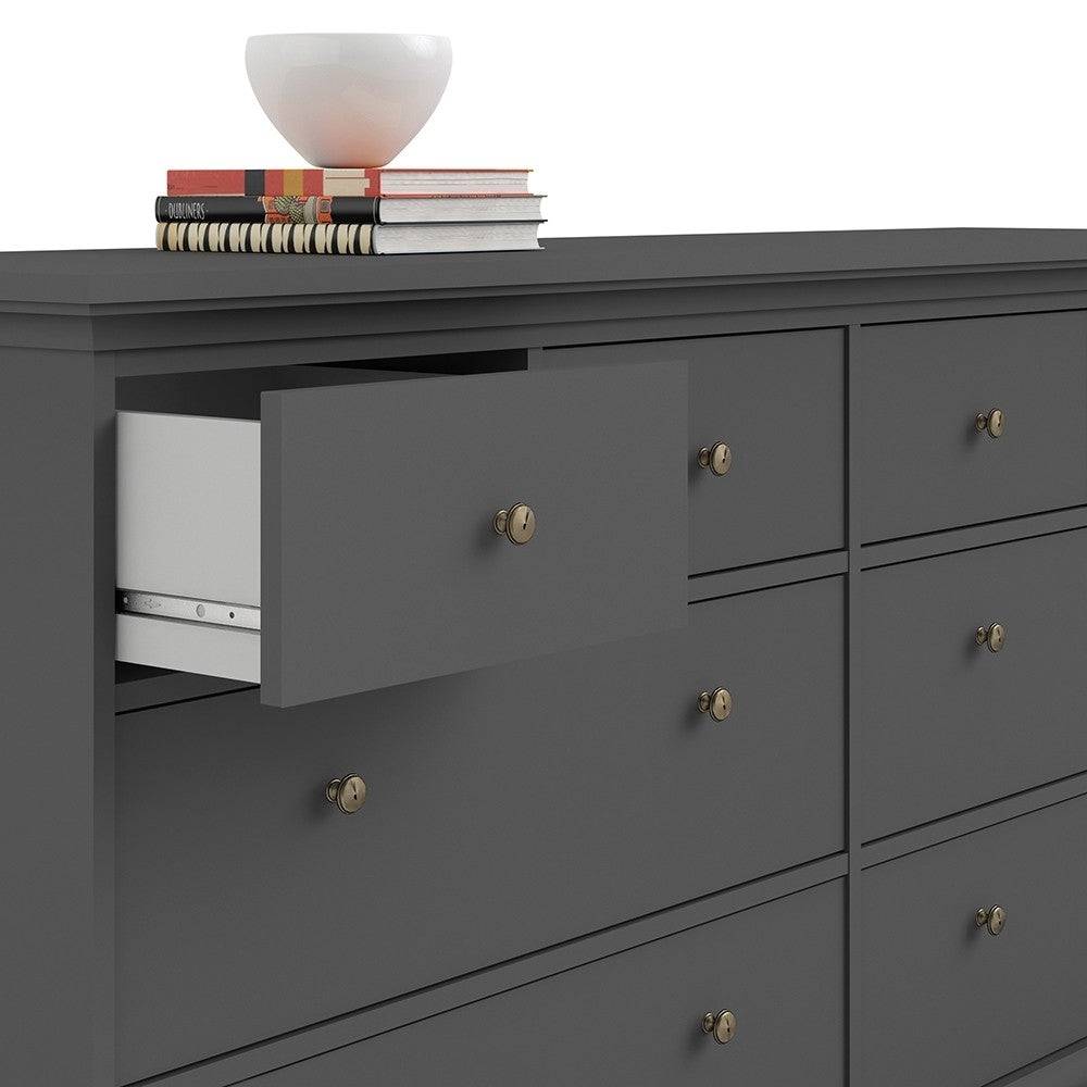 Paris 8 Drawer Chest of Drawers In Matt Grey - Price Crash Furniture