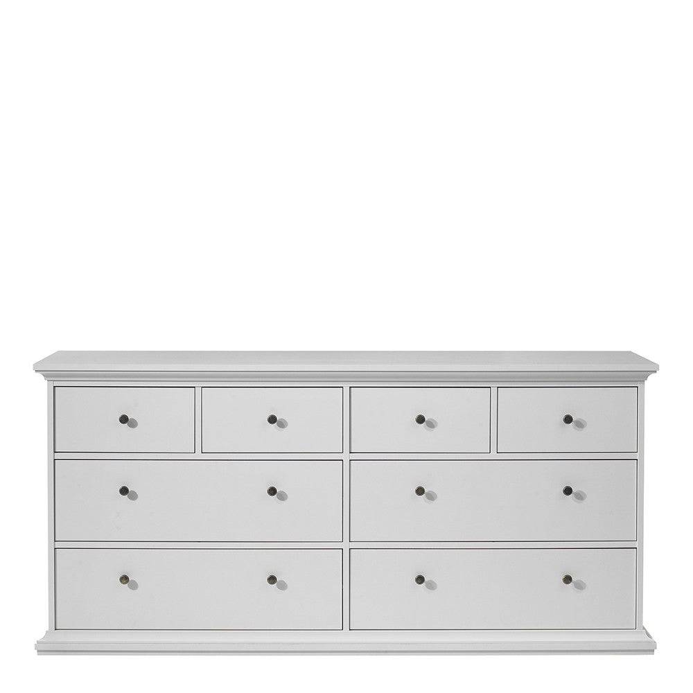 Paris 8 Drawer Chest of Drawers In White - Price Crash Furniture