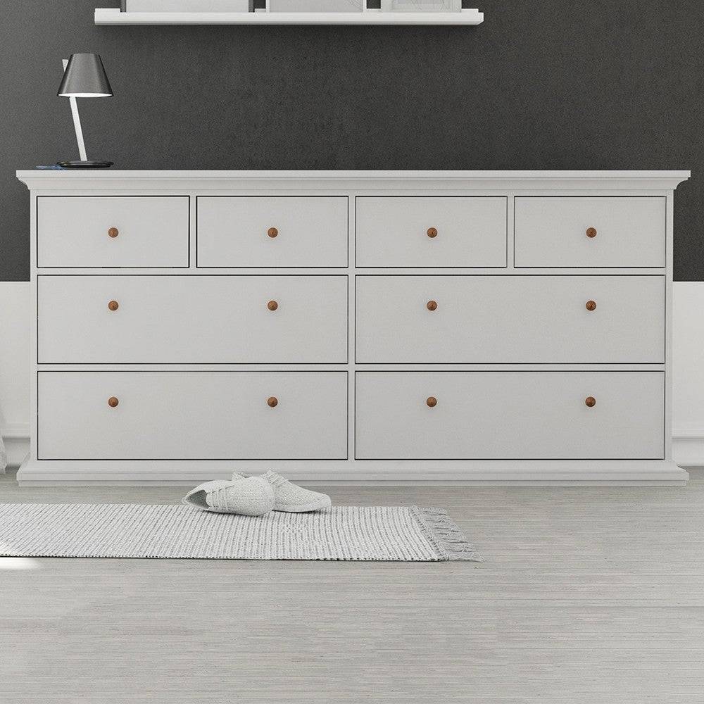 Paris 8 Drawer Chest of Drawers In White - Price Crash Furniture