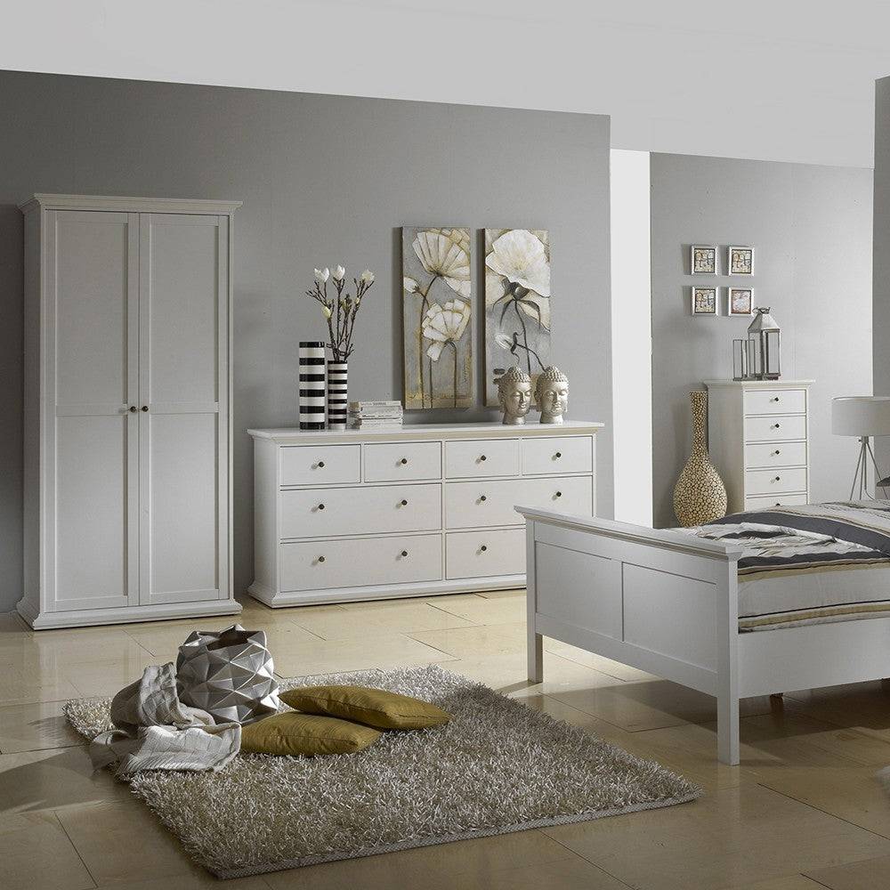 Paris 8 Drawer Chest of Drawers In White - Price Crash Furniture