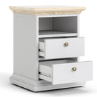 Paris Bedside 2 Drawers In White and Oak - Price Crash Furniture