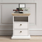 Paris Bedside 2 Drawers In White and Oak - Price Crash Furniture