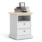 Paris Bedside 2 Drawers In White and Oak - Price Crash Furniture