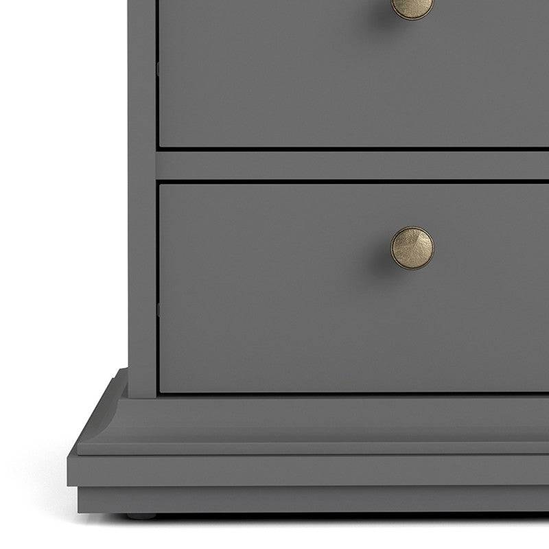 Paris Bedside Table with 2 Drawers In Matt Grey - Price Crash Furniture
