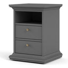 Paris Bedside Table with 2 Drawers In Matt Grey - Price Crash Furniture