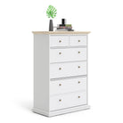 Paris Chest Of 6 Drawers In White And Oak - Price Crash Furniture