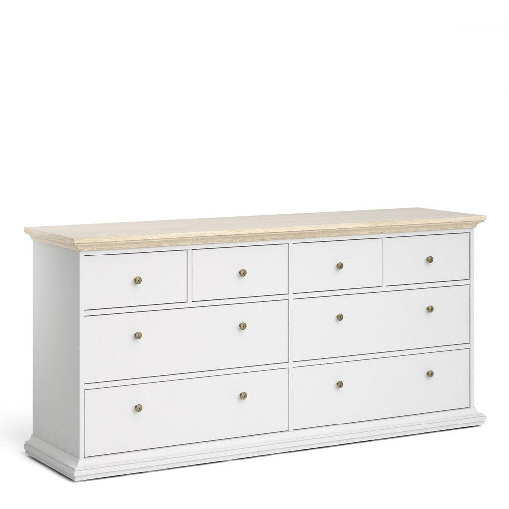 Paris Chest Of 8 Drawers In White And Oak - Price Crash Furniture