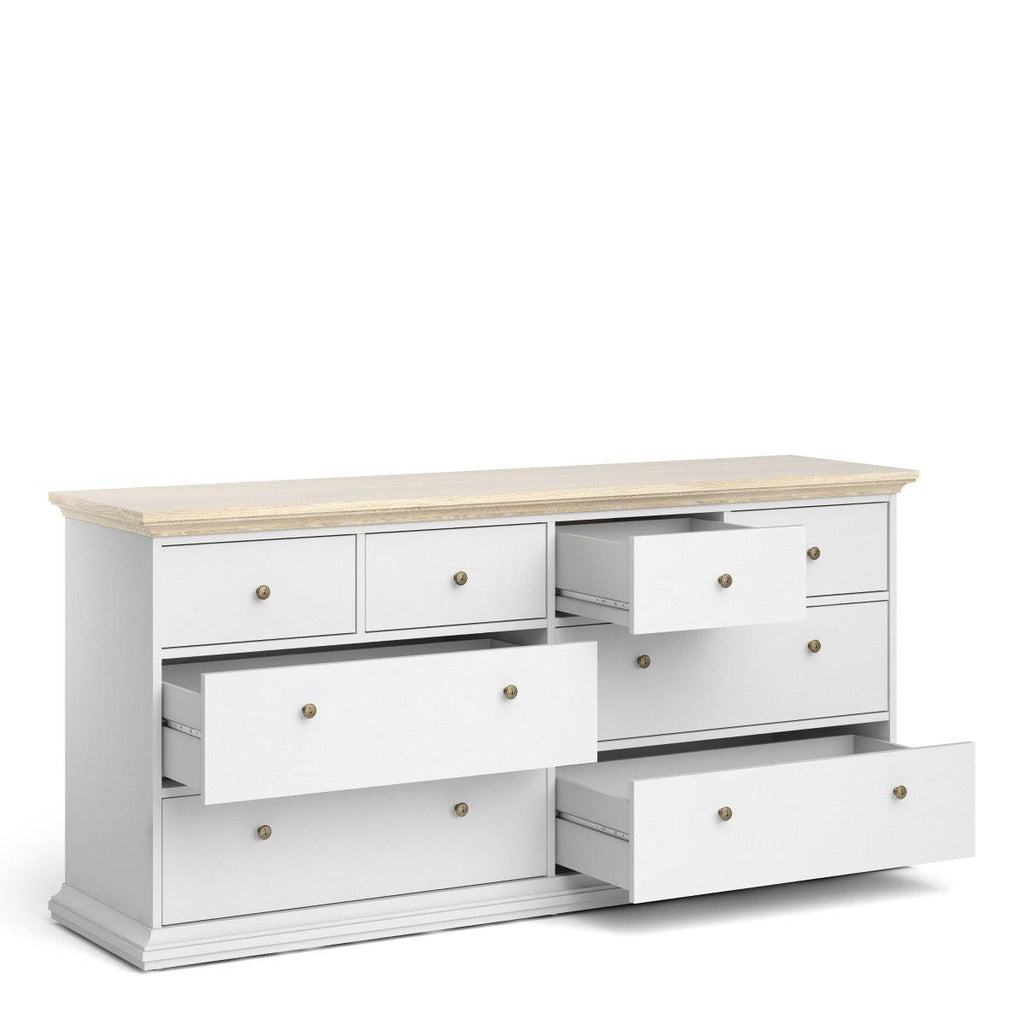 Paris Chest Of 8 Drawers In White And Oak - Price Crash Furniture