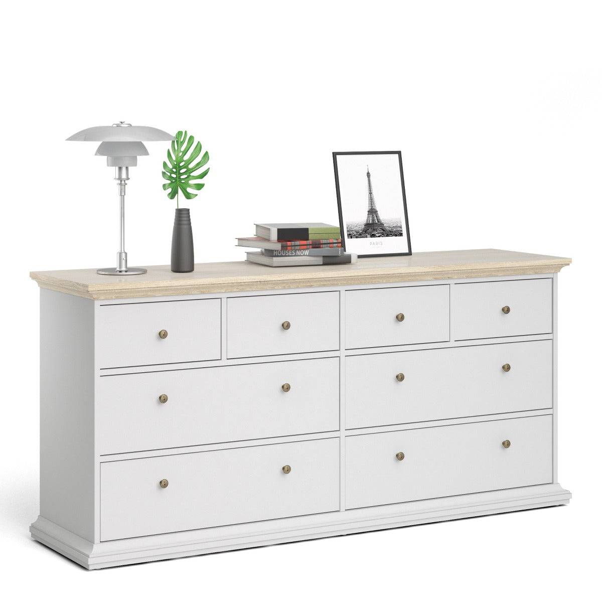 Paris Chest Of 8 Drawers In White And Oak - Price Crash Furniture