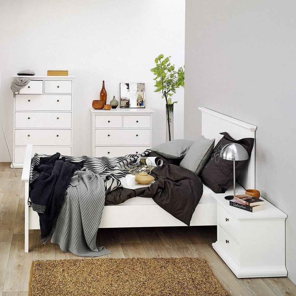 Paris Double Bed (140 x 200) In White - Price Crash Furniture