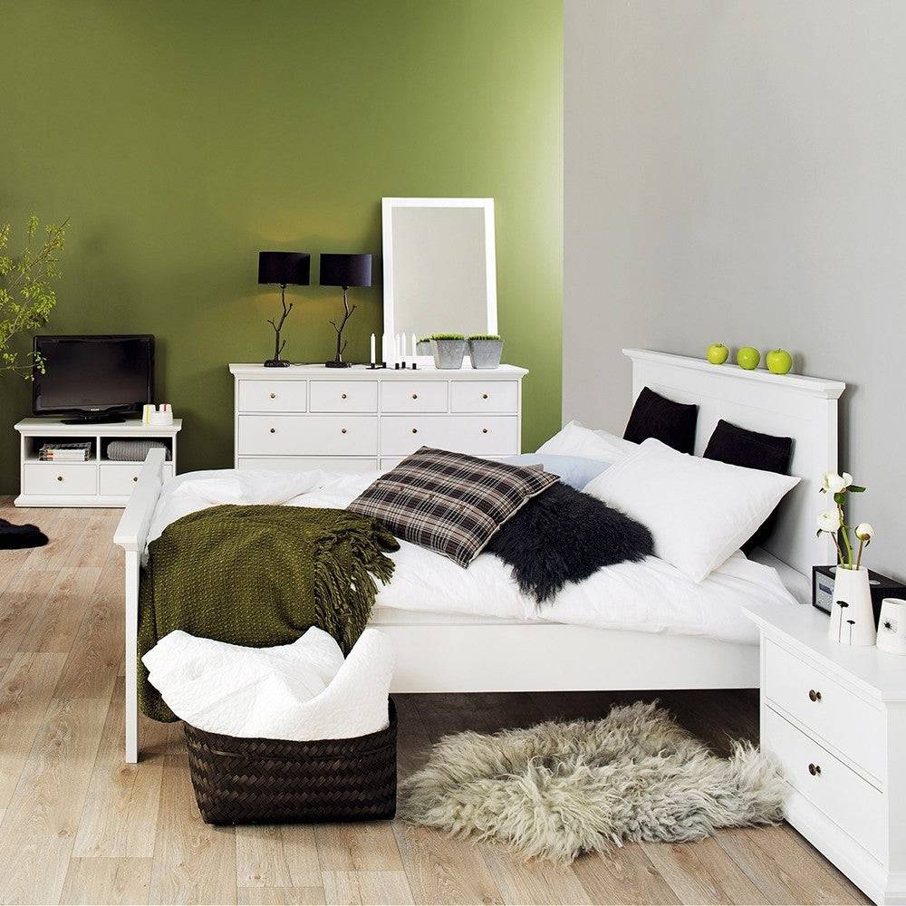 Paris Double Bed (140 x 200) In White - Price Crash Furniture