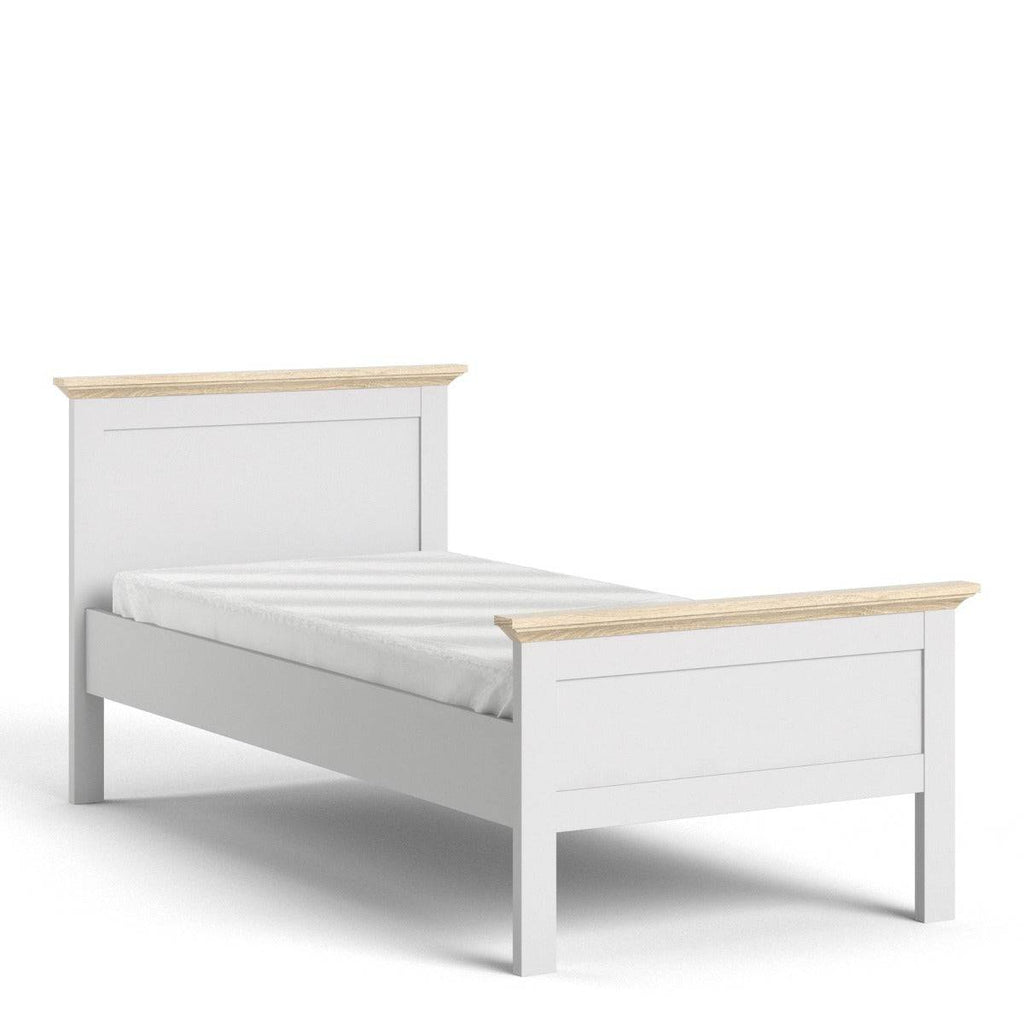 Paris Single Bed (90 x 200) In White And Oak - Price Crash Furniture