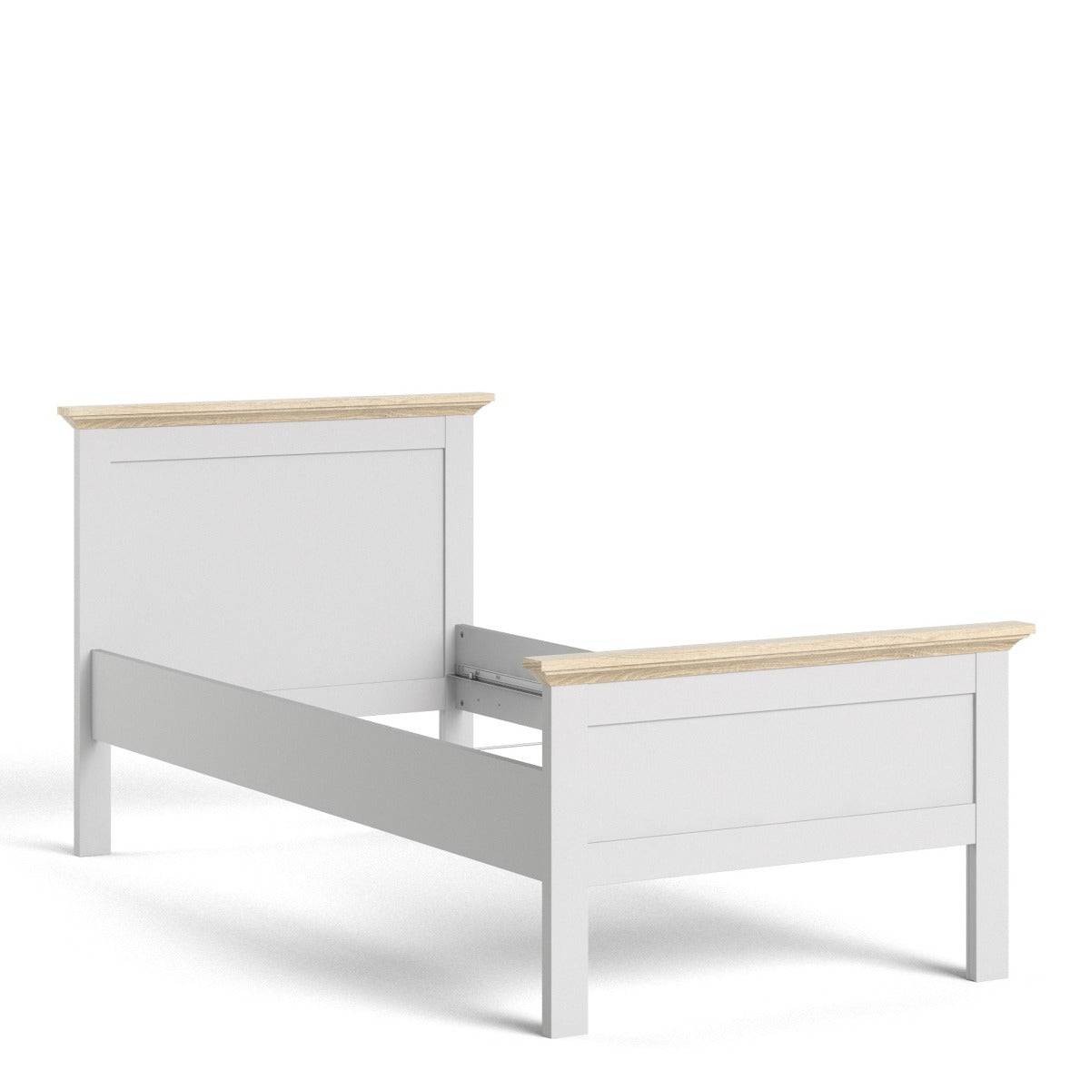 Paris Single Bed (90 x 200) In White And Oak - Price Crash Furniture