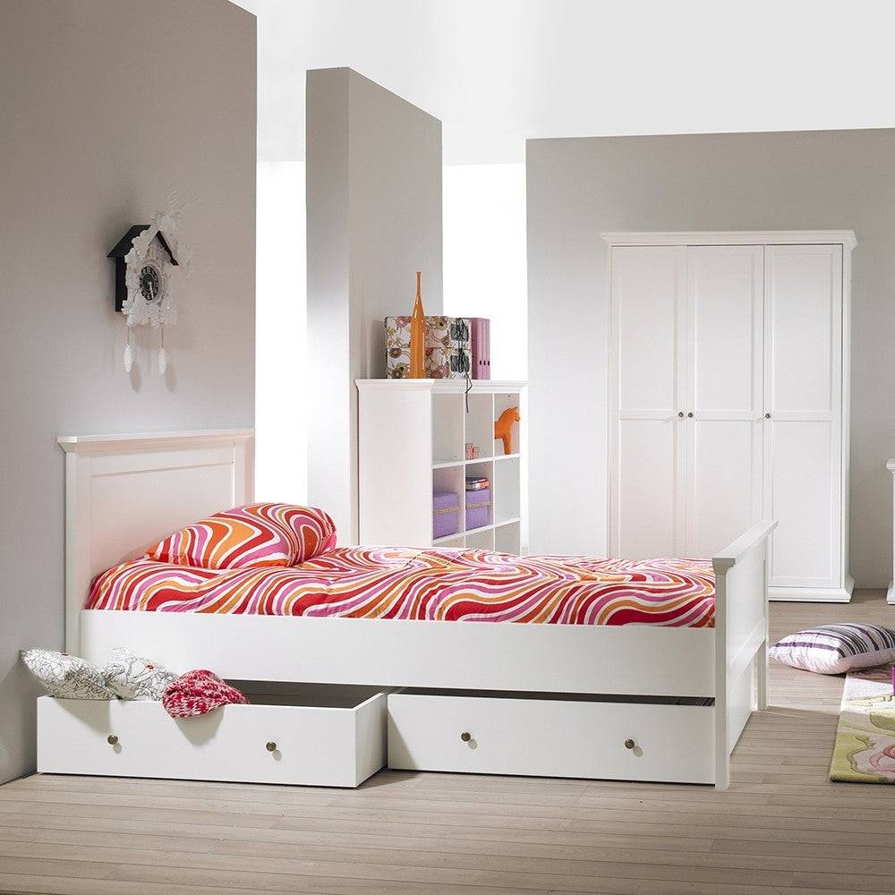 Paris Underbed Storage Drawer For Single Bed In White - Price Crash Furniture