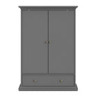 Paris Wardrobe With 2 Doors 1 Drawer 2 Shelves In Matt Grey - Price Crash Furniture