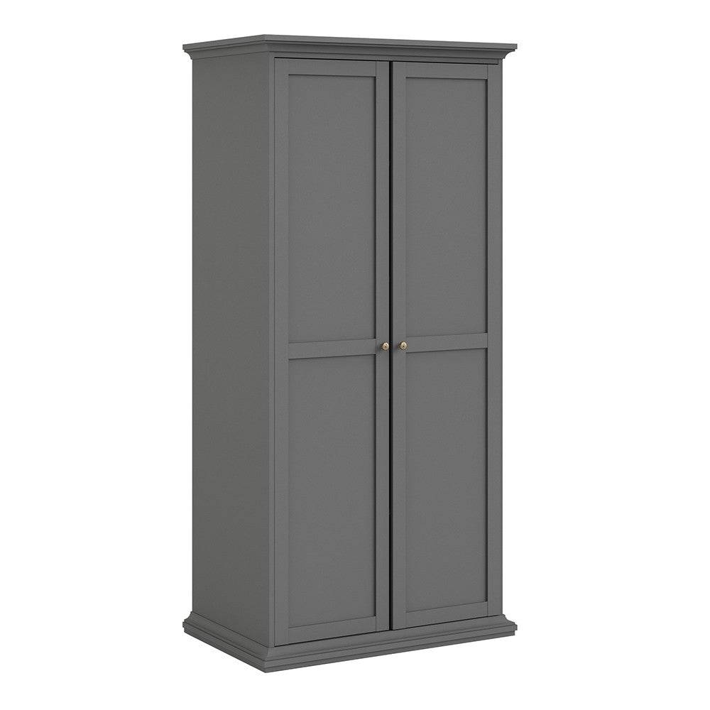 Paris Wardrobe With 2 Doors In Matt Grey - Price Crash Furniture