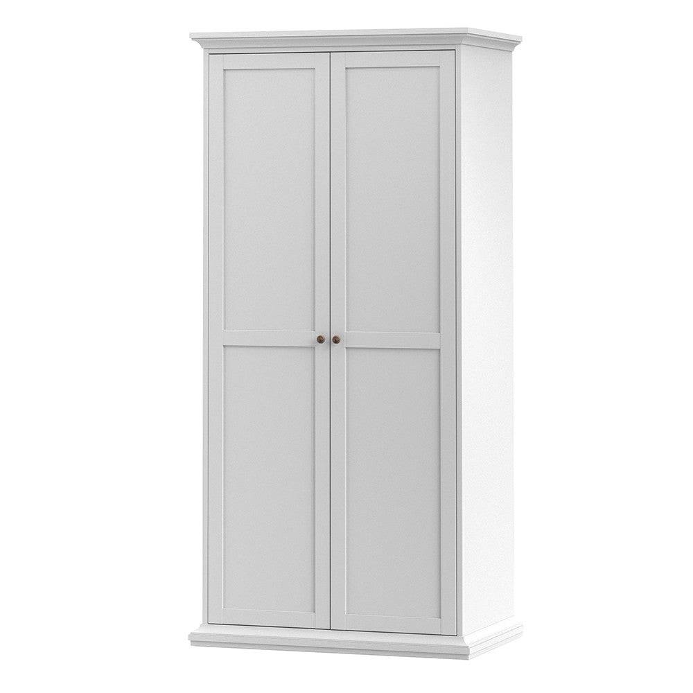 Paris Wardrobe with 2 Doors In White - Price Crash Furniture