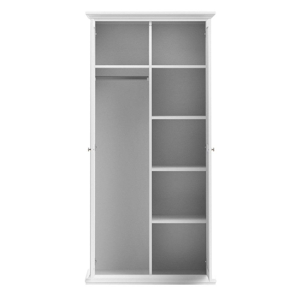 Paris Wardrobe with 2 Doors In White - Price Crash Furniture