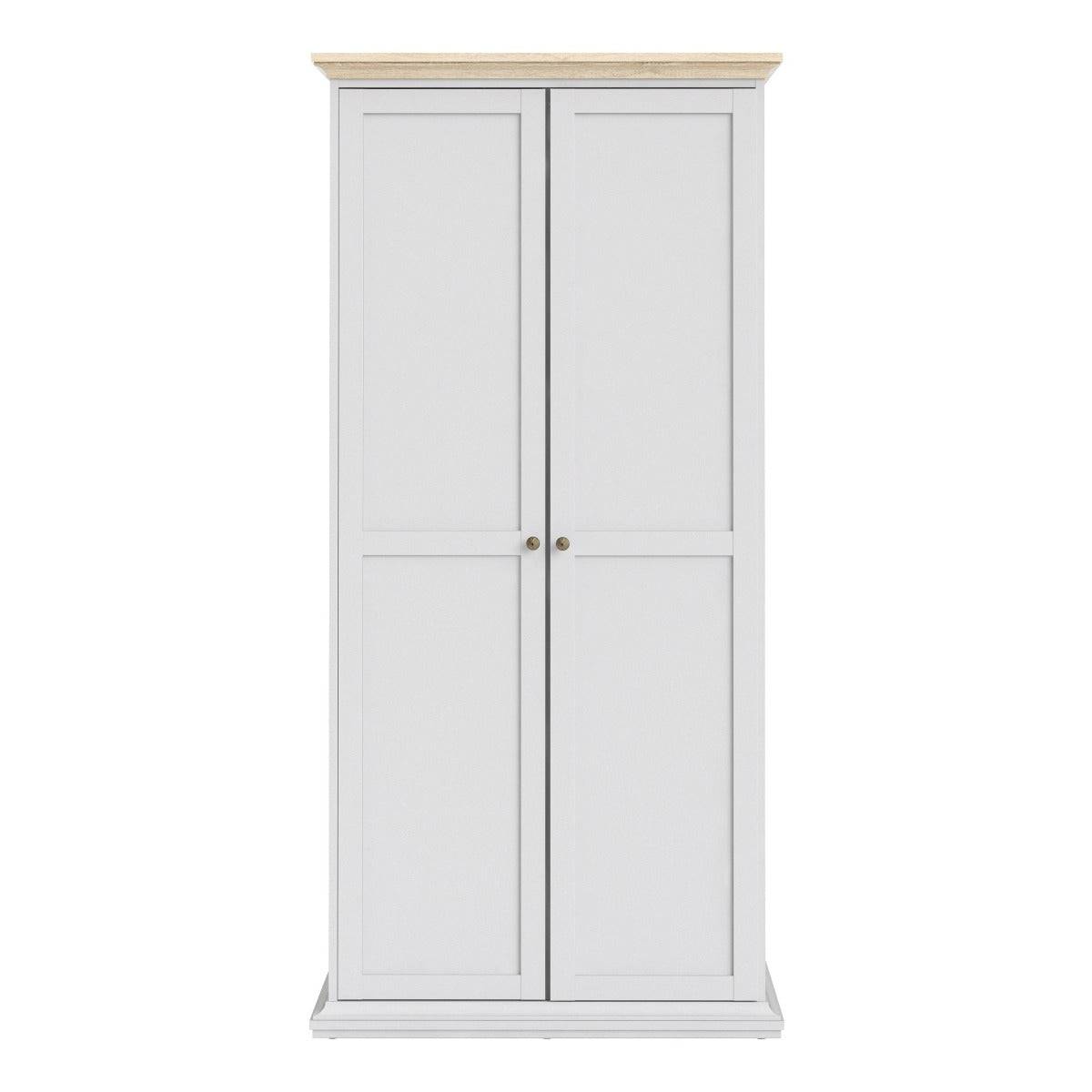 Paris Wardrobe With 2 Doors In White And Oak - Price Crash Furniture