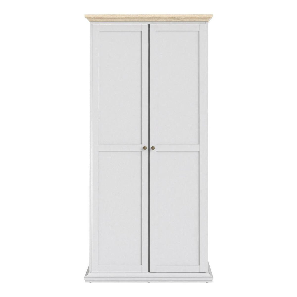 Paris Wardrobe With 2 Doors In White And Oak - Price Crash Furniture
