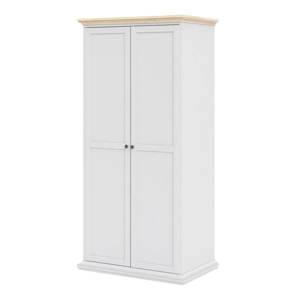 Paris Wardrobe With 2 Doors In White And Oak - Price Crash Furniture