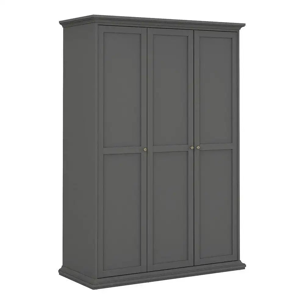 Paris Wardrobe With 3 Doors In Matt Grey - Price Crash Furniture