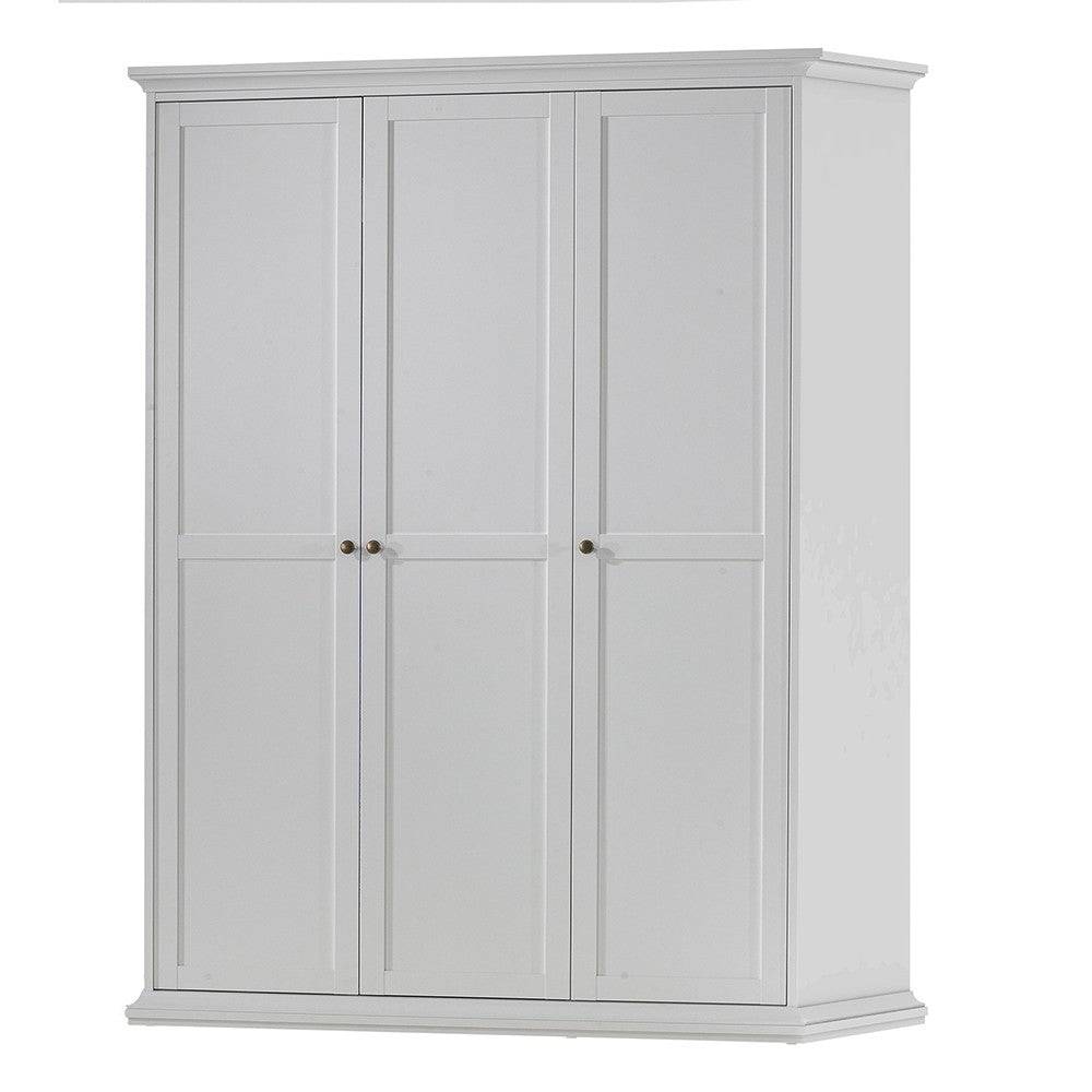 Paris Wardrobe With 3 Doors In White - Price Crash Furniture