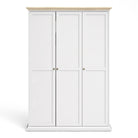 Paris Wardrobe With 3 Doors In White and Oak - Price Crash Furniture