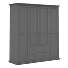 Paris Wardrobe With 4 Doors & 2 Drawers In Matt Grey - Price Crash Furniture