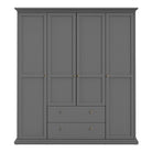 Paris Wardrobe With 4 Doors & 2 Drawers In Matt Grey - Price Crash Furniture