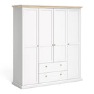 Paris Wardrobe With 4 Doors and 2 Drawers In White and Oak - Price Crash Furniture