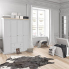 Paris Wardrobe With 4 Doors and 2 Drawers In White and Oak - Price Crash Furniture