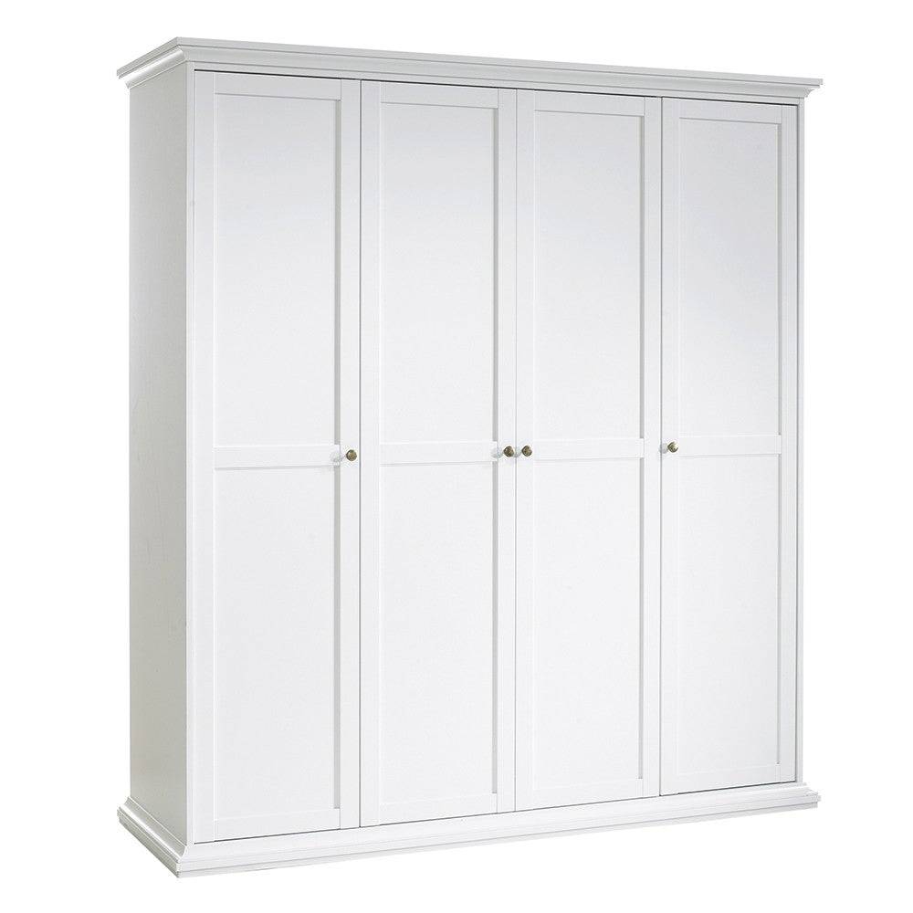 Paris Wardrobe With 4 Doors In White - Price Crash Furniture