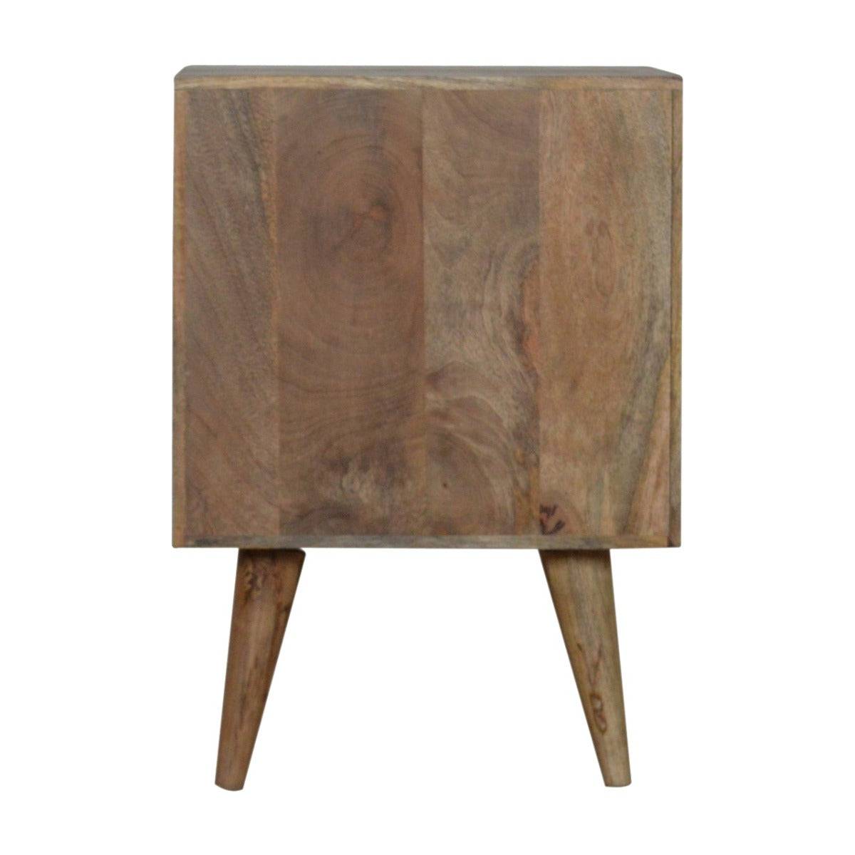 Patchwork Pattern 2 Drawer Bedside Table in Oak-effect Mango Wood - Price Crash Furniture