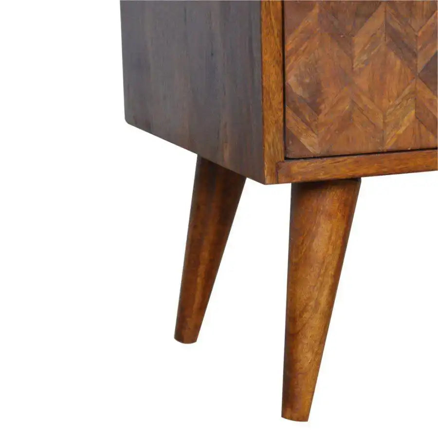 Patchwork Pattern Writing & Laptop Desk in Chestnut-effect Mango Wood - Price Crash Furniture