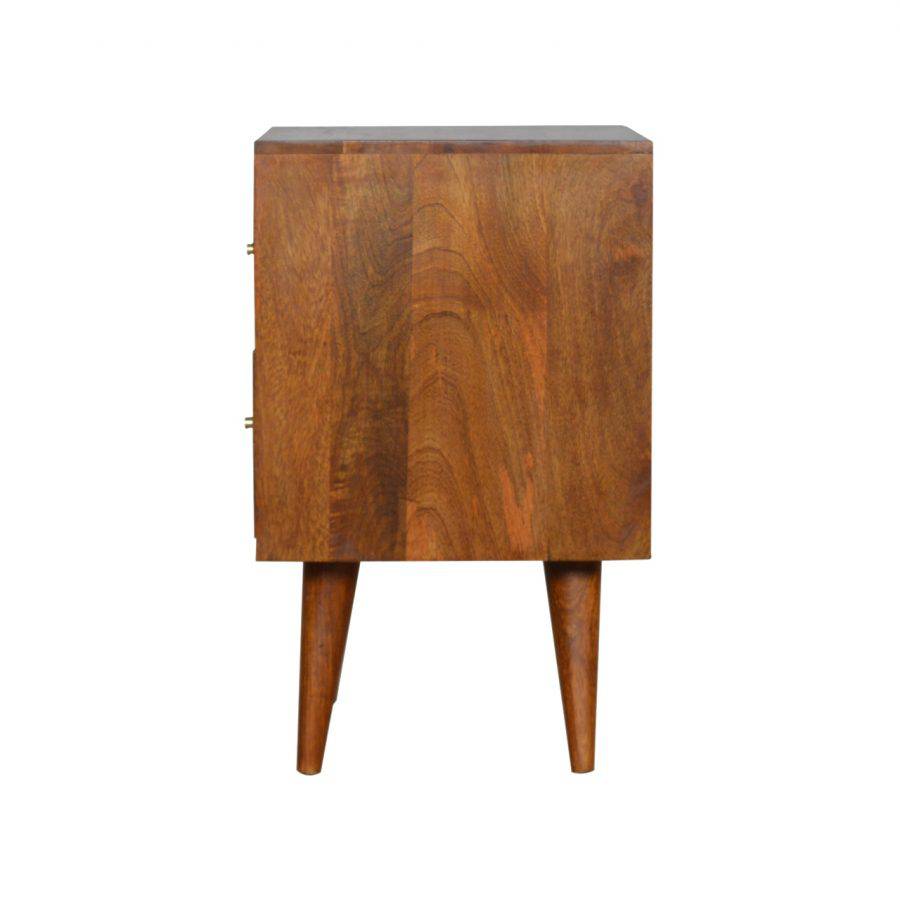 Patchwork Pattern Writing & Laptop Desk in Chestnut-effect Mango Wood - Price Crash Furniture