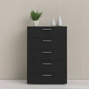 Pepe Black 5 Drawer Chest of Drawers - Price Crash Furniture