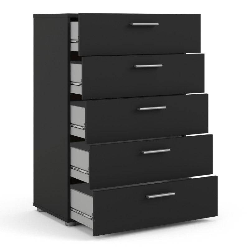 Pepe Black 5 Drawer Chest of Drawers - Price Crash Furniture