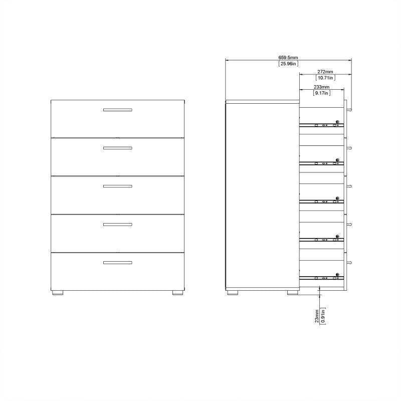 Pepe Black 5 Drawer Chest of Drawers - Price Crash Furniture