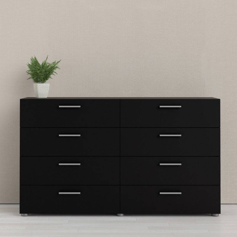 Pepe Black 8 Drawer (4+4) Chest of Drawers - Price Crash Furniture