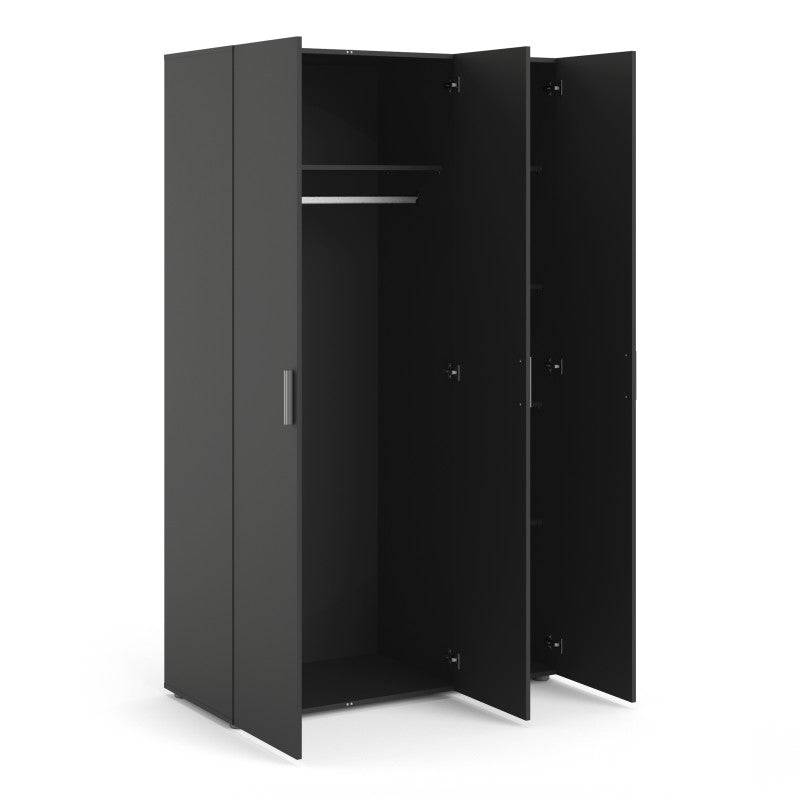 Pepe Black Wardrobe with 3 doors - Price Crash Furniture