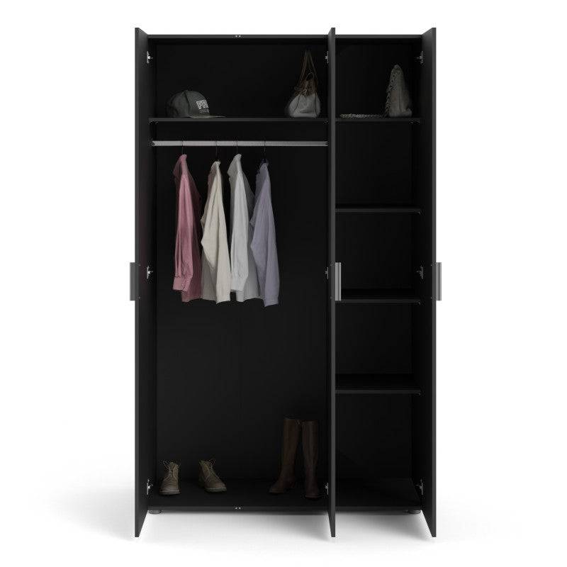 Pepe Black Wardrobe with 3 doors - Price Crash Furniture