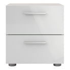 Pepe Oak with White High Gloss 2 Drawer Bedside Table - Price Crash Furniture