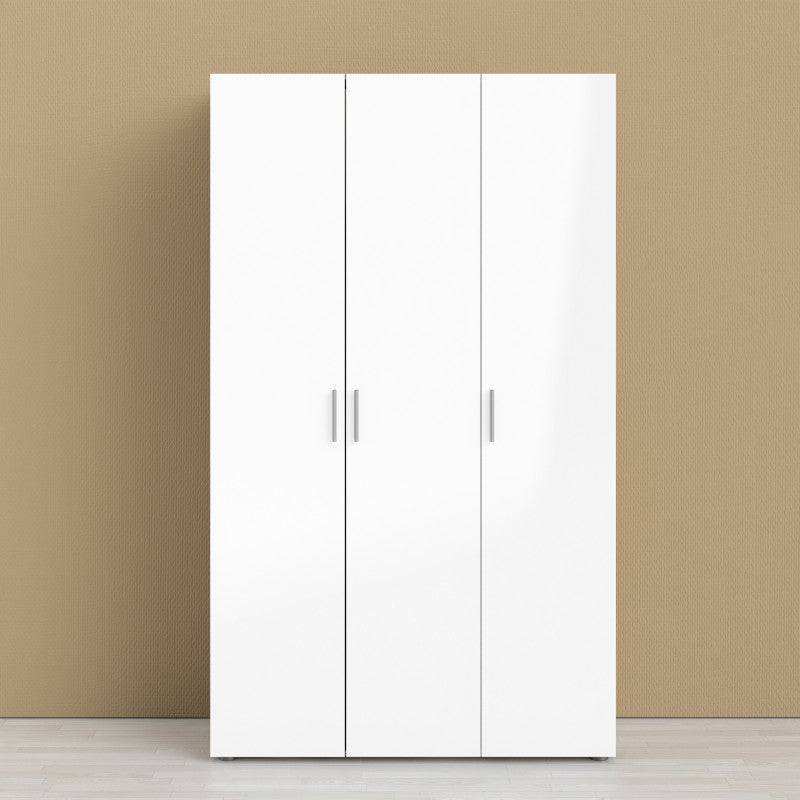 Pepe Oak with White High Gloss 3 Door Wardrobe - Price Crash Furniture