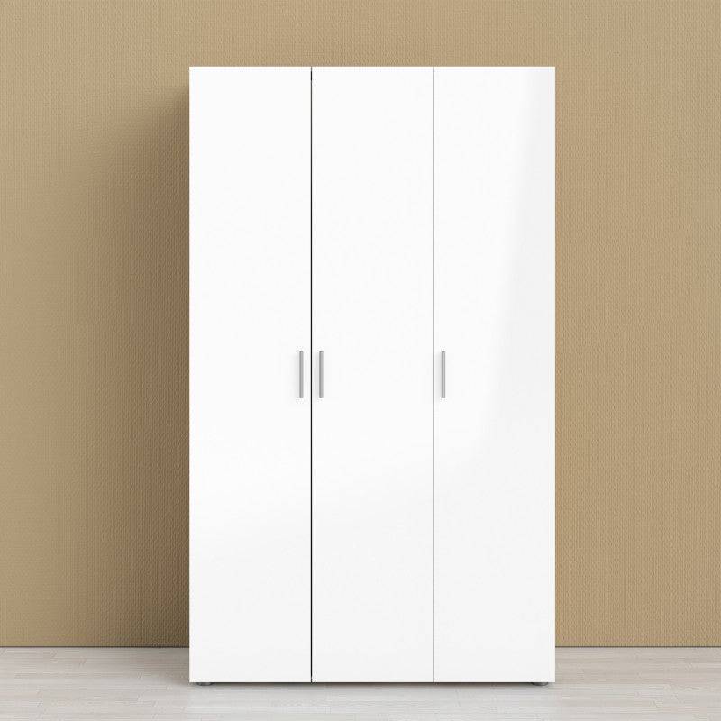 Pepe Oak with White High Gloss 3 Door Wardrobe - Price Crash Furniture