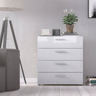 Pepe Oak with White High Gloss 4 Drawer Chest of Drawers - Price Crash Furniture