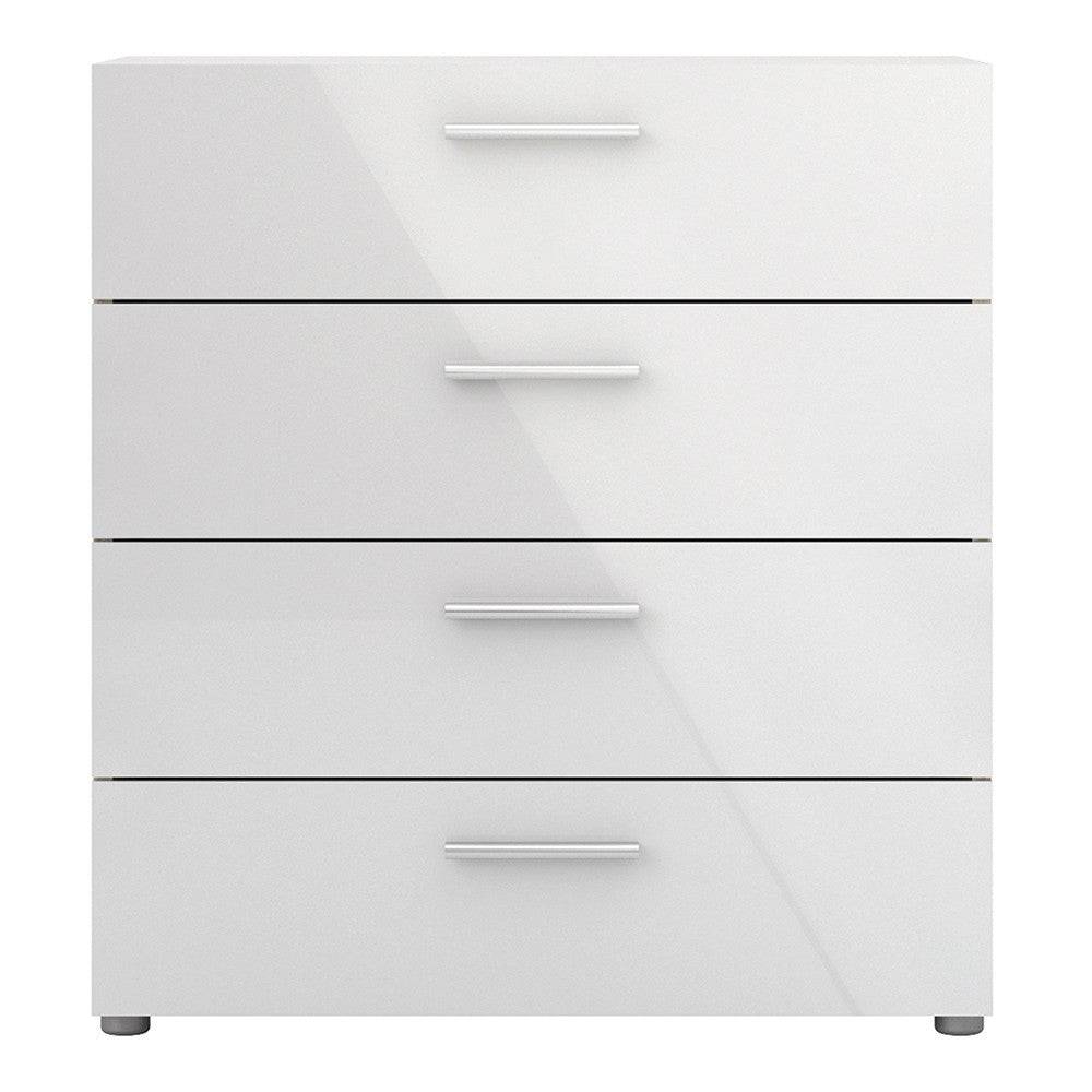 Pepe Oak with White High Gloss 4 Drawer Chest of Drawers - Price Crash Furniture