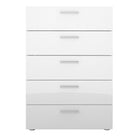 Pepe Oak with White High Gloss 5 Drawer Chest of Drawers - Price Crash Furniture