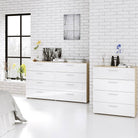 Pepe Oak with White High Gloss 8 Drawer (4+4) chest of Drawers - Price Crash Furniture